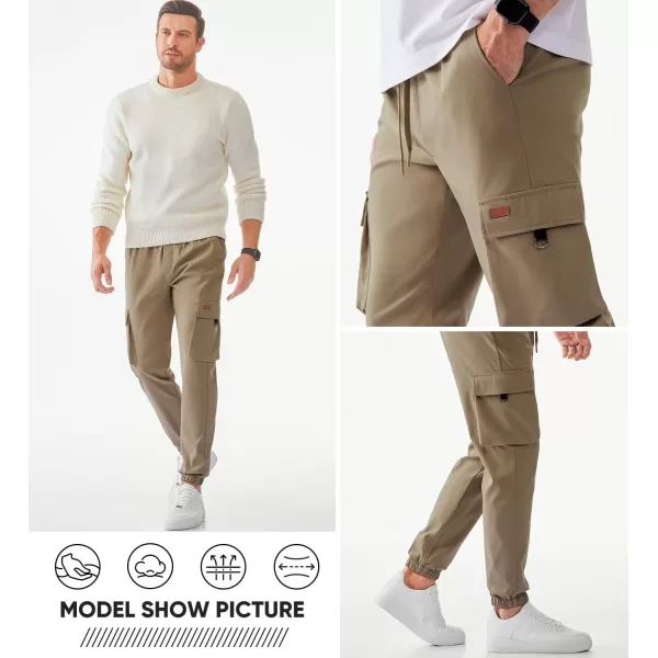 JMIERR Mens Cargo Pants Casual Lightweight Elastic Waist Drawstring Tapered Pant with Pockets