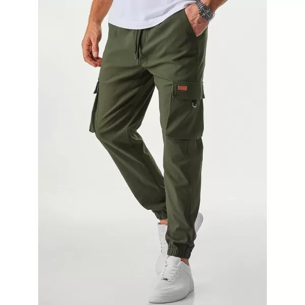 JMIERR Mens Cargo Pants Casual Lightweight Elastic Waist Drawstring Tapered Pant with Pockets