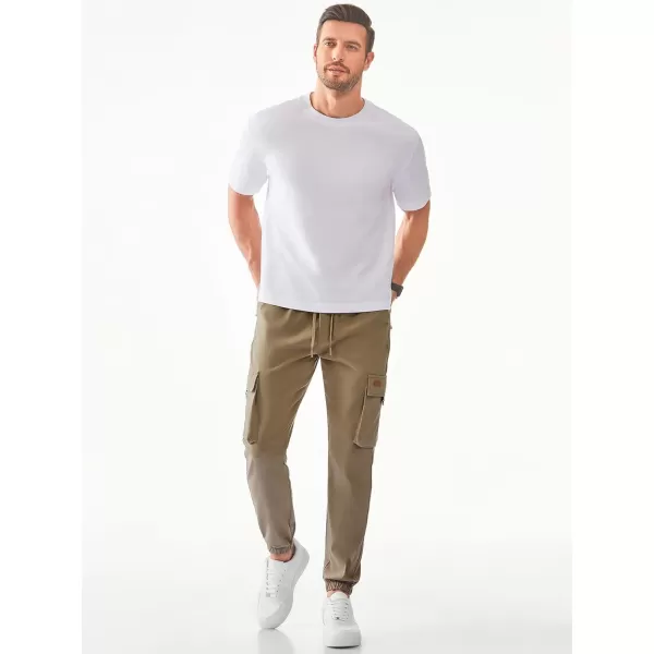 JMIERR Mens Cargo Pants Casual Lightweight Elastic Waist Drawstring Tapered Pant with Pockets