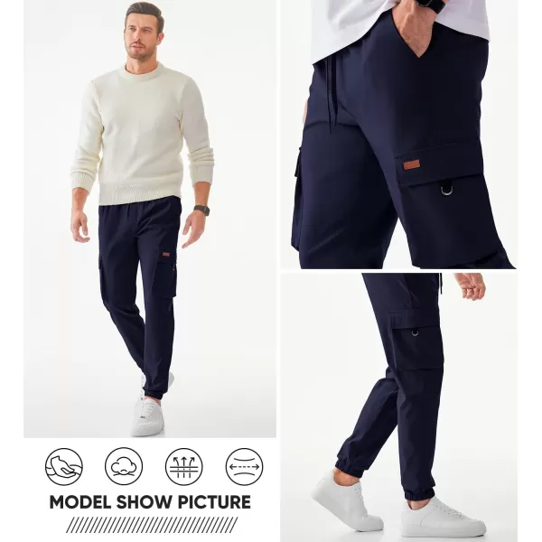 JMIERR Mens Cargo Pants Casual Lightweight Elastic Waist Drawstring Tapered Pant with Pockets