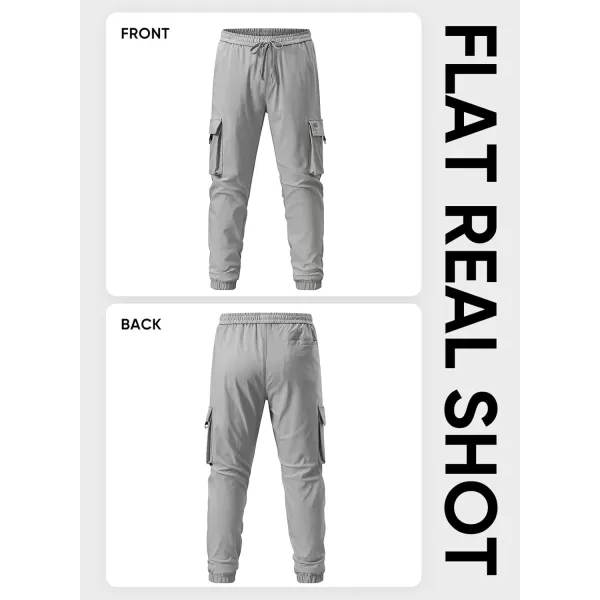 JMIERR Mens Cargo Pants Casual Lightweight Elastic Waist Drawstring Tapered Pant with Pockets