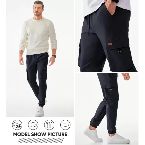 JMIERR Mens Cargo Pants Casual Lightweight Elastic Waist Drawstring Tapered Pant with Pockets
