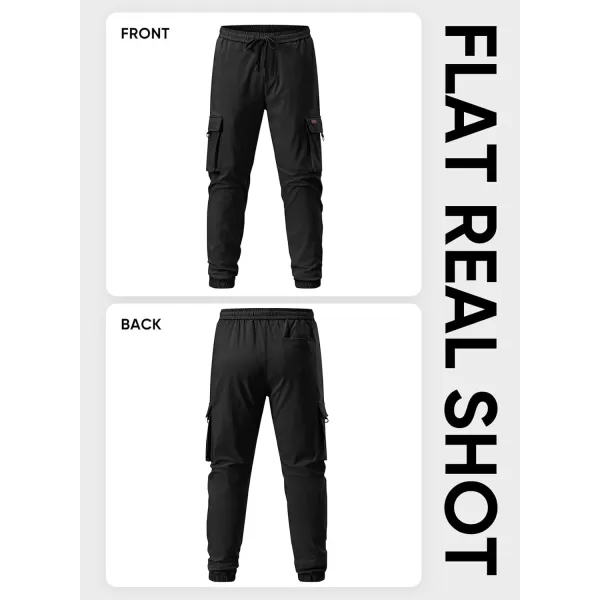 JMIERR Mens Cargo Pants Casual Lightweight Elastic Waist Drawstring Tapered Pant with Pockets