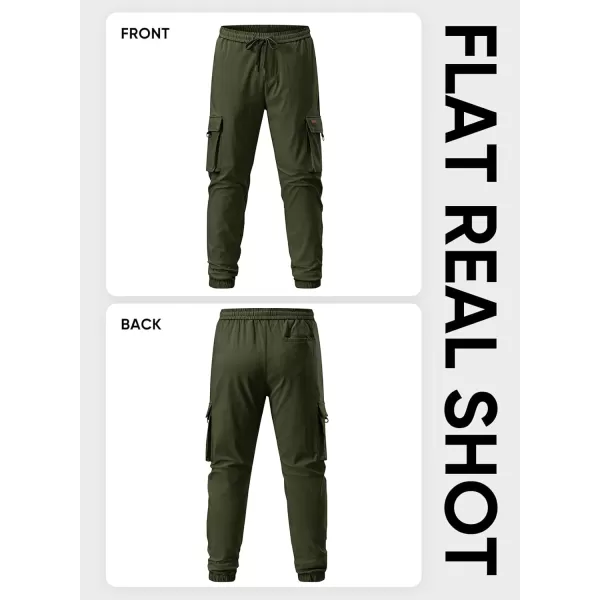 JMIERR Mens Cargo Pants Casual Lightweight Elastic Waist Drawstring Tapered Pant with Pockets
