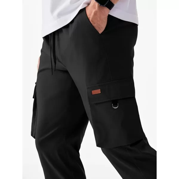 JMIERR Mens Cargo Pants Casual Lightweight Elastic Waist Drawstring Tapered Pant with Pockets