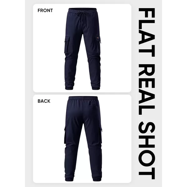 JMIERR Mens Cargo Pants Casual Lightweight Elastic Waist Drawstring Tapered Pant with Pockets