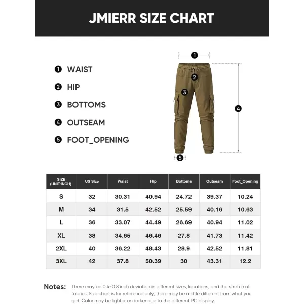 JMIERR Mens Cargo Pants Casual Lightweight Elastic Waist Drawstring Tapered Pant with Pockets