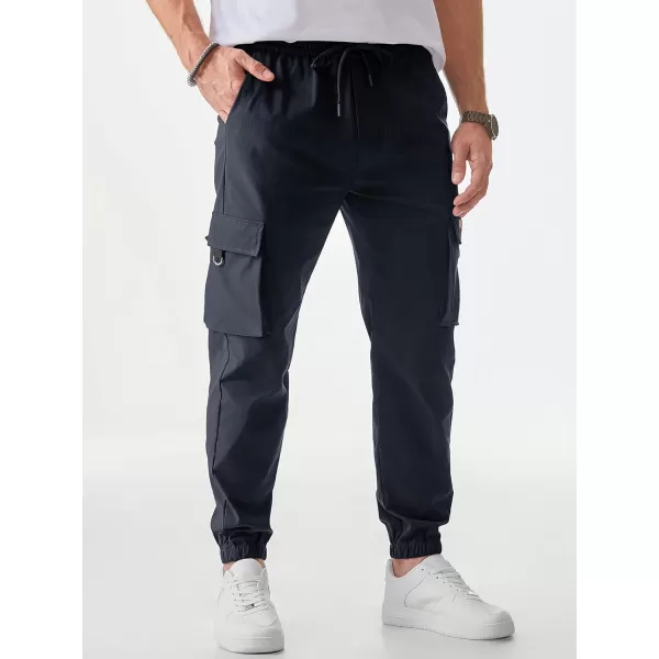 JMIERR Mens Cargo Pants Casual Lightweight Elastic Waist Drawstring Tapered Pant with Pockets