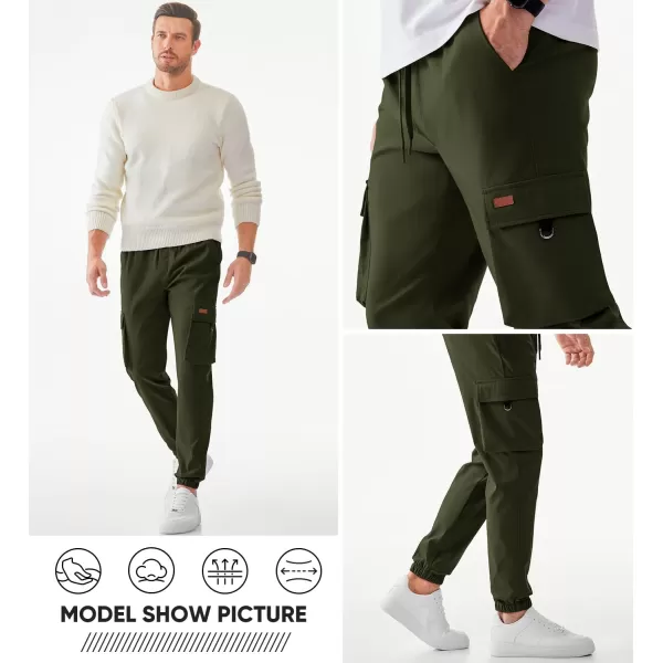JMIERR Mens Cargo Pants Casual Lightweight Elastic Waist Drawstring Tapered Pant with Pockets
