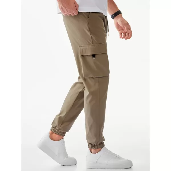JMIERR Mens Cargo Pants Casual Lightweight Elastic Waist Drawstring Tapered Pant with Pockets
