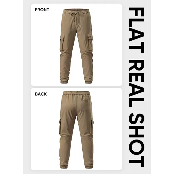 JMIERR Mens Cargo Pants Casual Lightweight Elastic Waist Drawstring Tapered Pant with Pockets