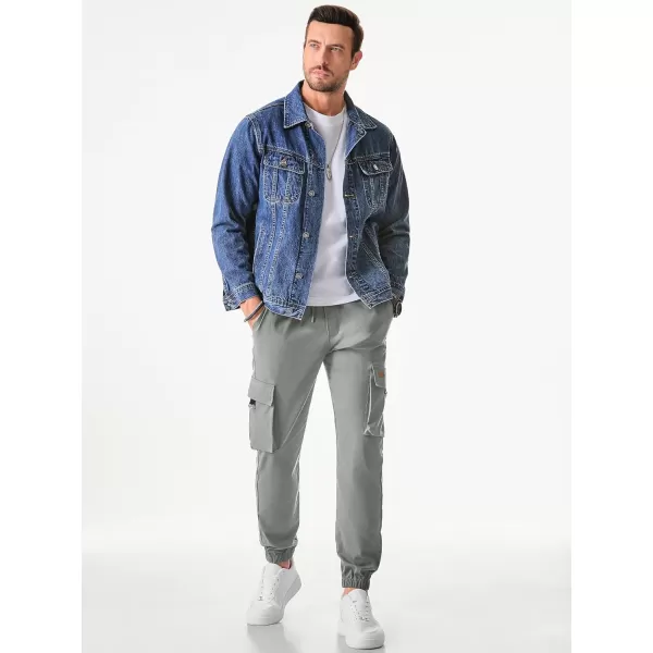 JMIERR Mens Cargo Pants Casual Lightweight Elastic Waist Drawstring Tapered Pant with Pockets