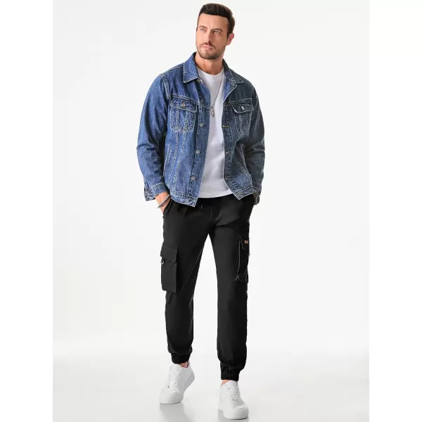 JMIERR Mens Cargo Pants Casual Lightweight Elastic Waist Drawstring Tapered Pant with Pockets