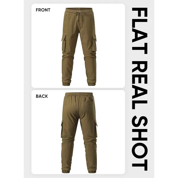 JMIERR Mens Cargo Pants Casual Lightweight Elastic Waist Drawstring Tapered Pant with Pockets