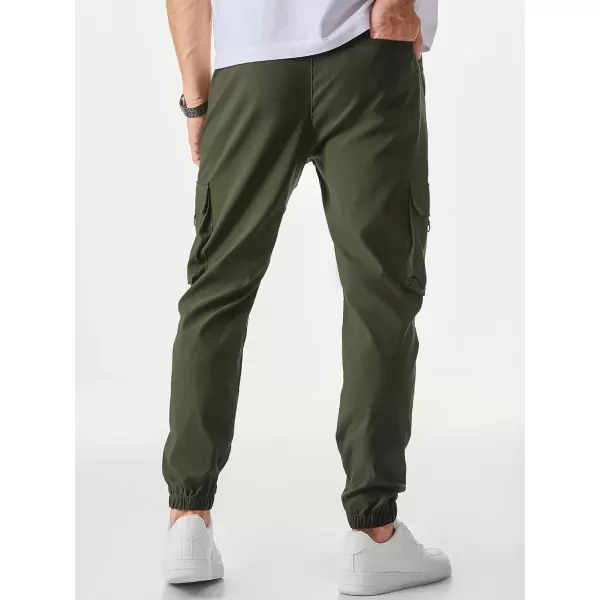 JMIERR Mens Cargo Pants Casual Lightweight Elastic Waist Drawstring Tapered Pant with Pockets