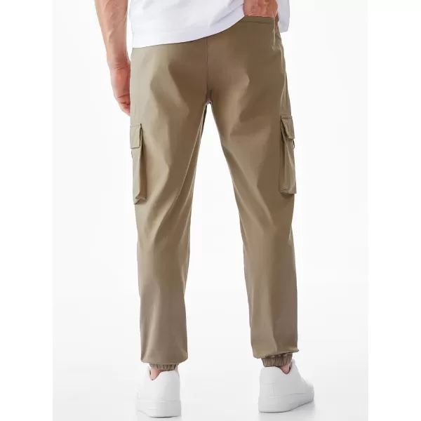 JMIERR Mens Cargo Pants Casual Lightweight Elastic Waist Drawstring Tapered Pant with Pockets