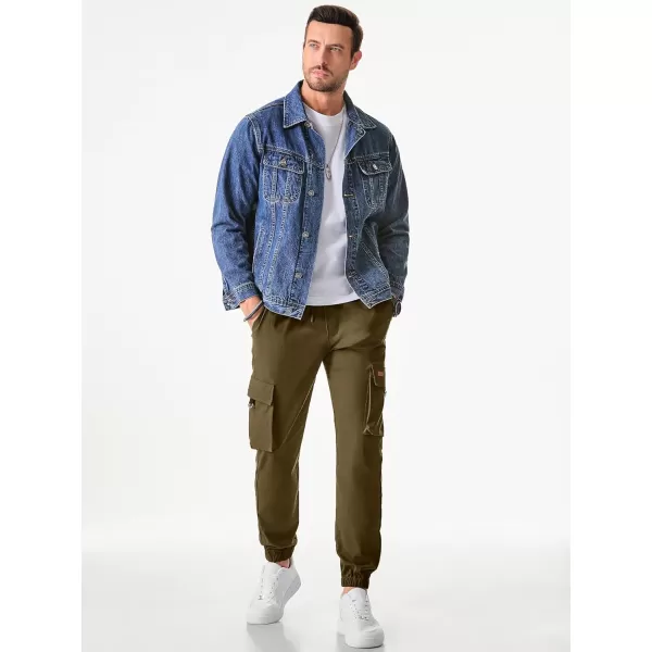 JMIERR Mens Cargo Pants Casual Lightweight Elastic Waist Drawstring Tapered Pant with Pockets