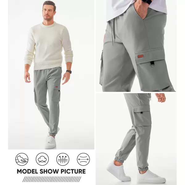 JMIERR Mens Cargo Pants Casual Lightweight Elastic Waist Drawstring Tapered Pant with Pockets