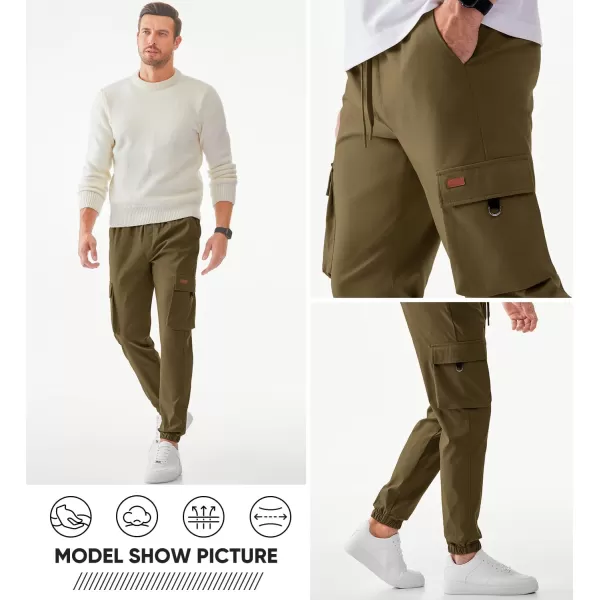 JMIERR Mens Cargo Pants Casual Lightweight Elastic Waist Drawstring Tapered Pant with Pockets