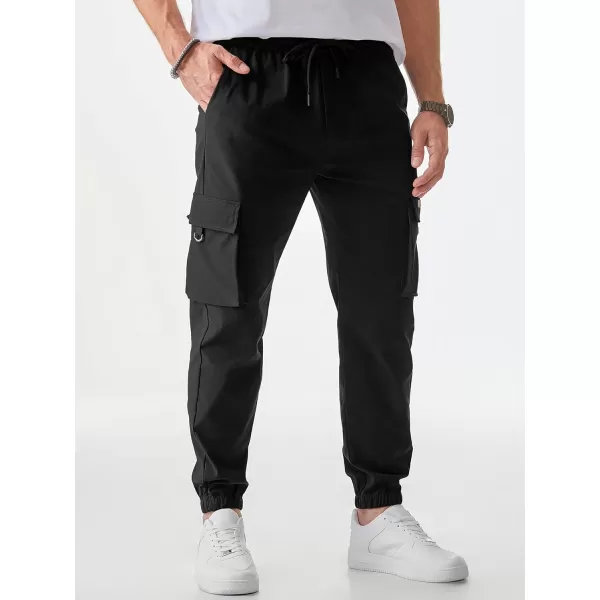 JMIERR Mens Cargo Pants Casual Lightweight Elastic Waist Drawstring Tapered Pant with Pockets