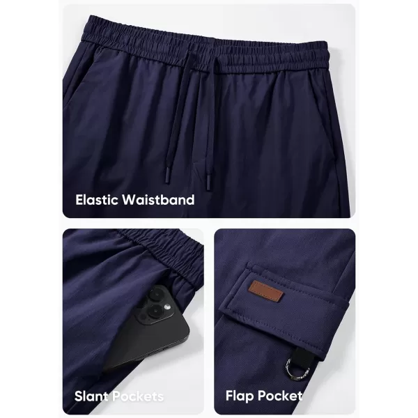 JMIERR Mens Cargo Pants Casual Lightweight Elastic Waist Drawstring Tapered Pant with Pockets