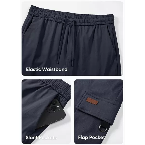JMIERR Mens Cargo Pants Casual Lightweight Elastic Waist Drawstring Tapered Pant with Pockets