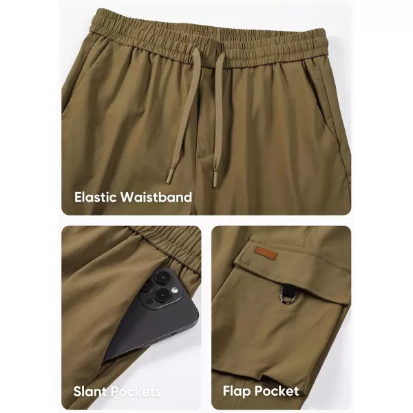 JMIERR Mens Cargo Pants Casual Lightweight Elastic Waist Drawstring Tapered Pant with Pockets