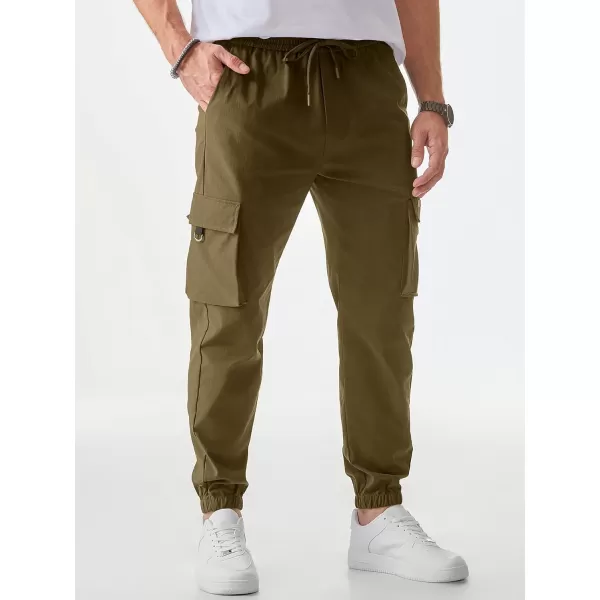 JMIERR Mens Cargo Pants Casual Lightweight Elastic Waist Drawstring Tapered Pant with Pockets