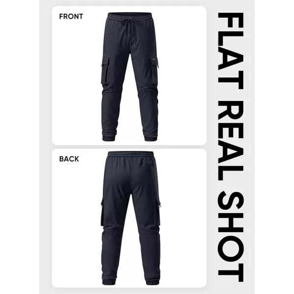 JMIERR Mens Cargo Pants Casual Lightweight Elastic Waist Drawstring Tapered Pant with Pockets