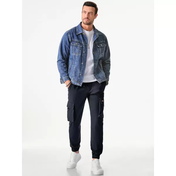 JMIERR Mens Cargo Pants Casual Lightweight Elastic Waist Drawstring Tapered Pant with Pockets