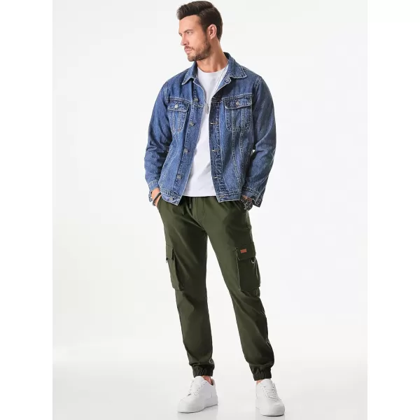 JMIERR Mens Cargo Pants Casual Lightweight Elastic Waist Drawstring Tapered Pant with Pockets