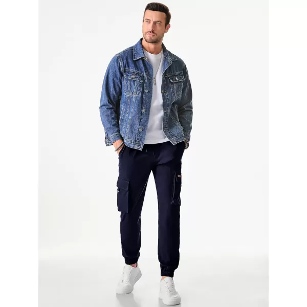 JMIERR Mens Cargo Pants Casual Lightweight Elastic Waist Drawstring Tapered Pant with Pockets