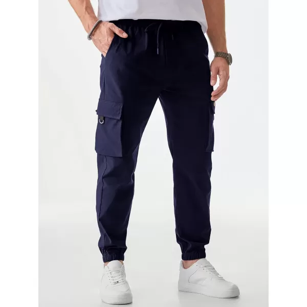 JMIERR Mens Cargo Pants Casual Lightweight Elastic Waist Drawstring Tapered Pant with Pockets