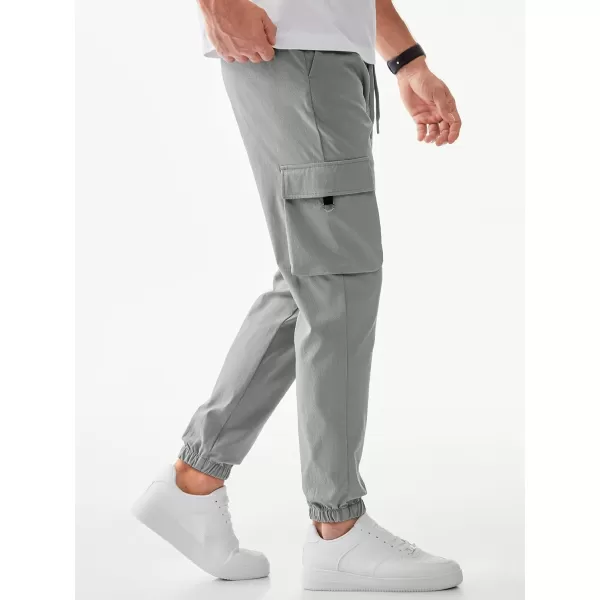 JMIERR Mens Cargo Pants Casual Lightweight Elastic Waist Drawstring Tapered Pant with Pockets