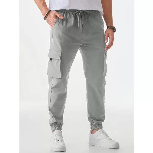 JMIERR Mens Cargo Pants Casual Lightweight Elastic Waist Drawstring Tapered Pant with Pockets
