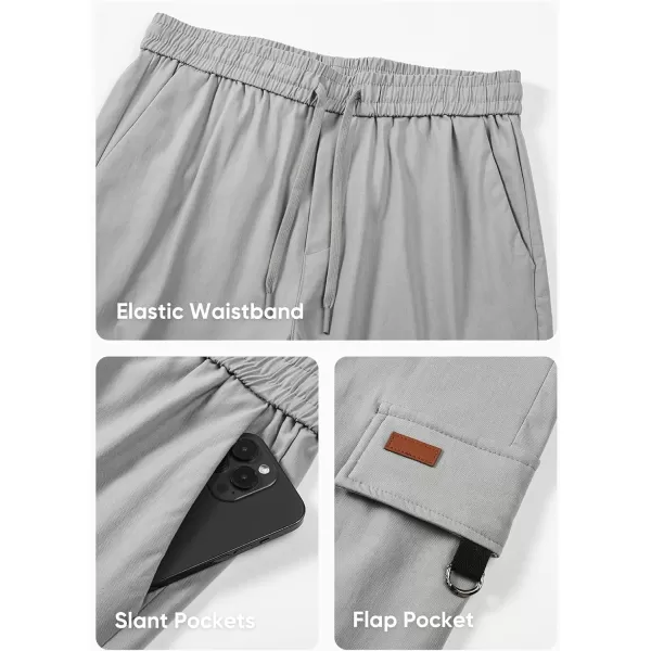 JMIERR Mens Cargo Pants Casual Lightweight Elastic Waist Drawstring Tapered Pant with Pockets