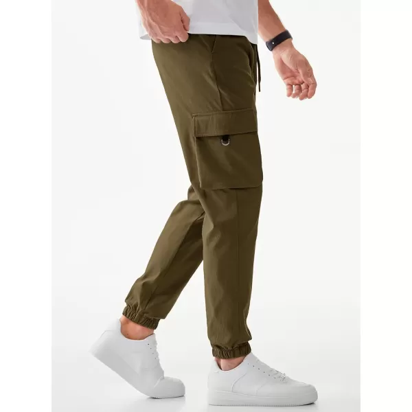 JMIERR Mens Cargo Pants Casual Lightweight Elastic Waist Drawstring Tapered Pant with Pockets