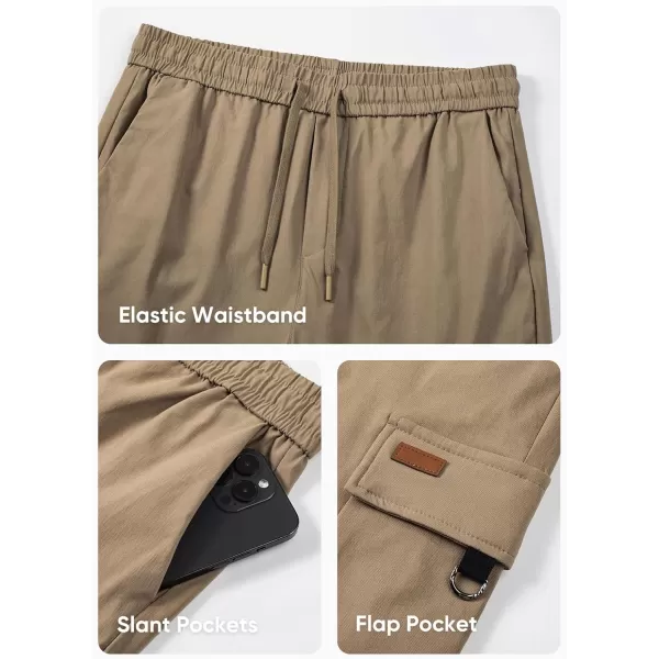 JMIERR Mens Cargo Pants Casual Lightweight Elastic Waist Drawstring Tapered Pant with Pockets