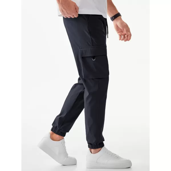 JMIERR Mens Cargo Pants Casual Lightweight Elastic Waist Drawstring Tapered Pant with Pockets