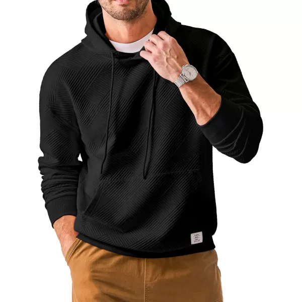 JMIERR Men's Hoodies Sweatshirts Geometric Texture Hooded Collar Drawstring Long Sleeve Casual Pullover Shirt
