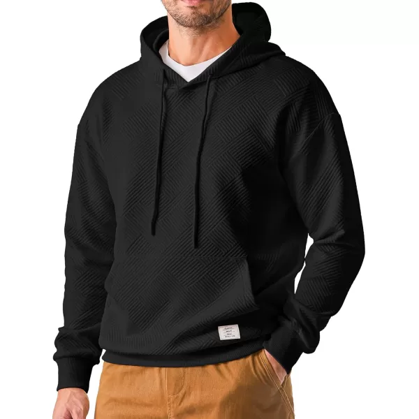JMIERR Men's Hoodies Sweatshirts Geometric Texture Hooded Collar Drawstring Long Sleeve Casual Pullover Shirt