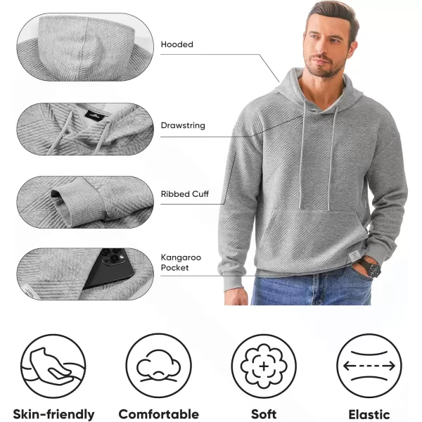 JMIERR Men's Hoodies Sweatshirts Geometric Texture Hooded Collar Drawstring Long Sleeve Casual Pullover Shirt