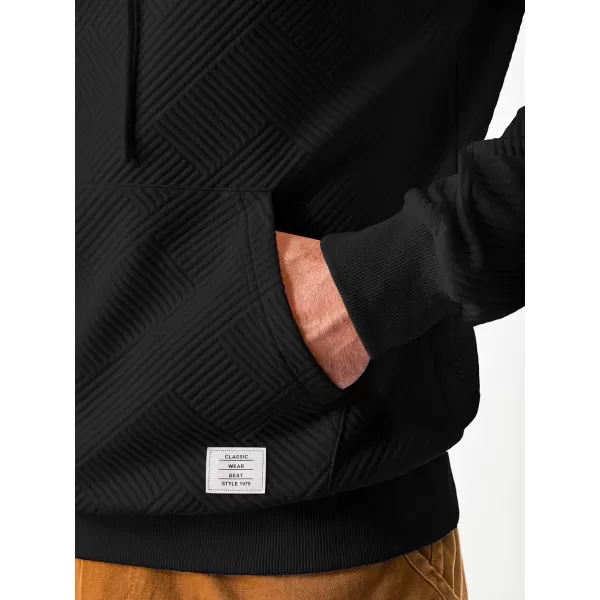 JMIERR Men's Hoodies Sweatshirts Geometric Texture Hooded Collar Drawstring Long Sleeve Casual Pullover Shirt