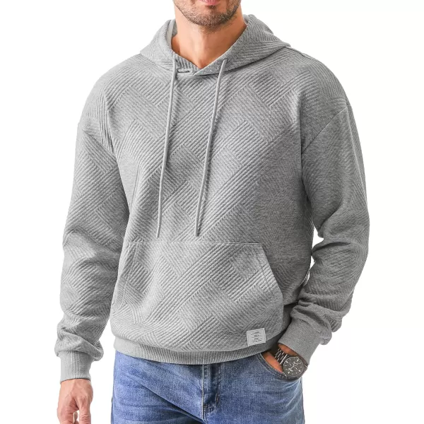 JMIERR Men's Hoodies Sweatshirts Geometric Texture Hooded Collar Drawstring Long Sleeve Casual Pullover Shirt