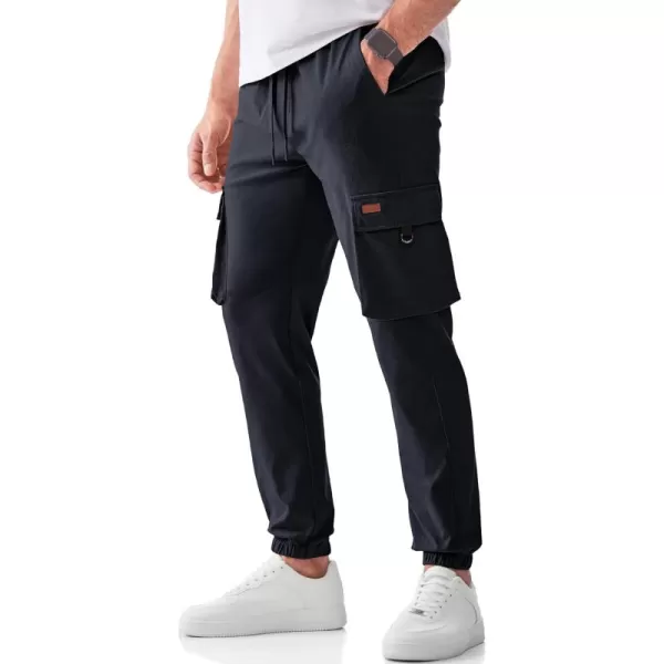 JMIERR Mens Cargo Pants Casual Lightweight Elastic Waist Drawstring Tapered Pant with Pockets