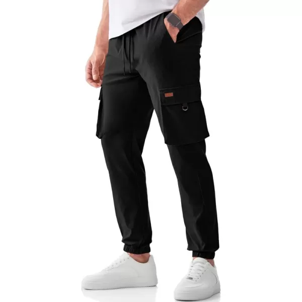JMIERR Mens Cargo Pants Casual Lightweight Elastic Waist Drawstring Tapered Pant with Pockets