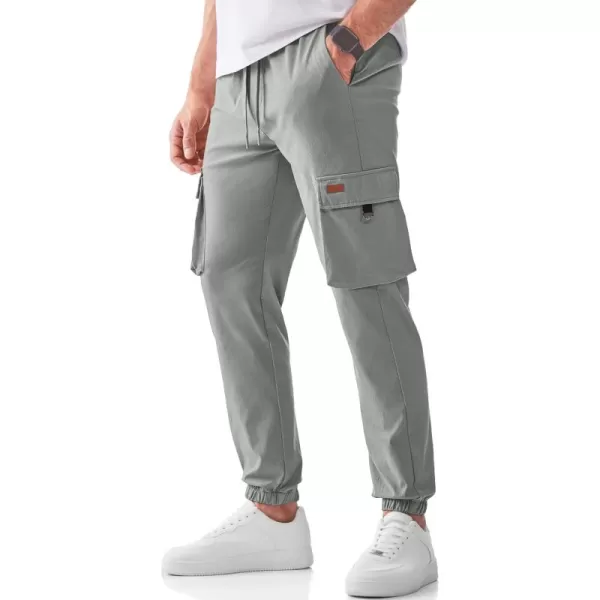 JMIERR Mens Cargo Pants Casual Lightweight Elastic Waist Drawstring Tapered Pant with Pockets