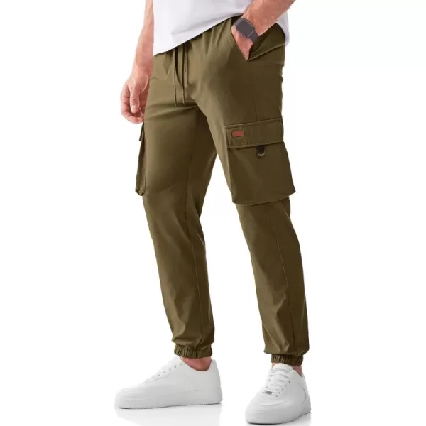 JMIERR Mens Cargo Pants Casual Lightweight Elastic Waist Drawstring Tapered Pant with Pockets