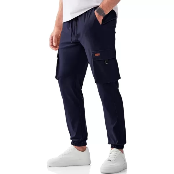 JMIERR Mens Cargo Pants Casual Lightweight Elastic Waist Drawstring Tapered Pant with Pockets