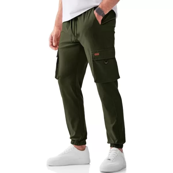 JMIERR Mens Cargo Pants Casual Lightweight Elastic Waist Drawstring Tapered Pant with Pockets